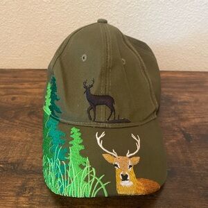 Embroidered Deer and Forest Cap